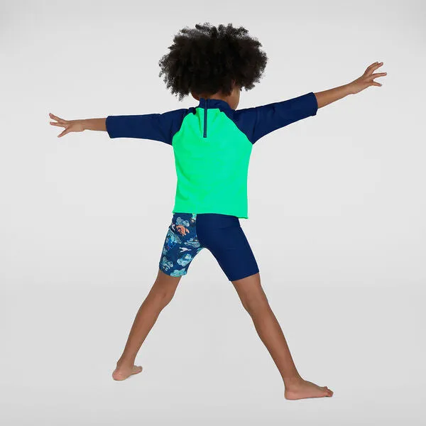 Speedo Toddler Boys LS Print Rashie - Green