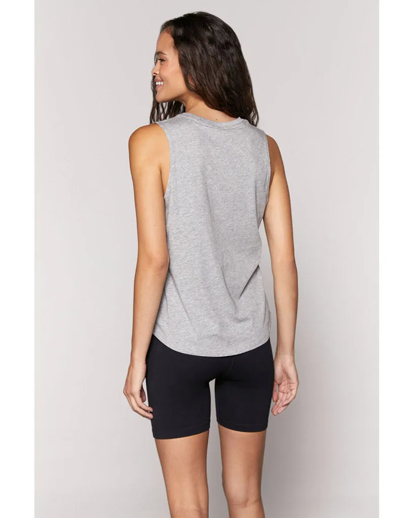 Spiritual Gangster Happiness Muscle Tank - SP10411022 - Womens - Heather Grey