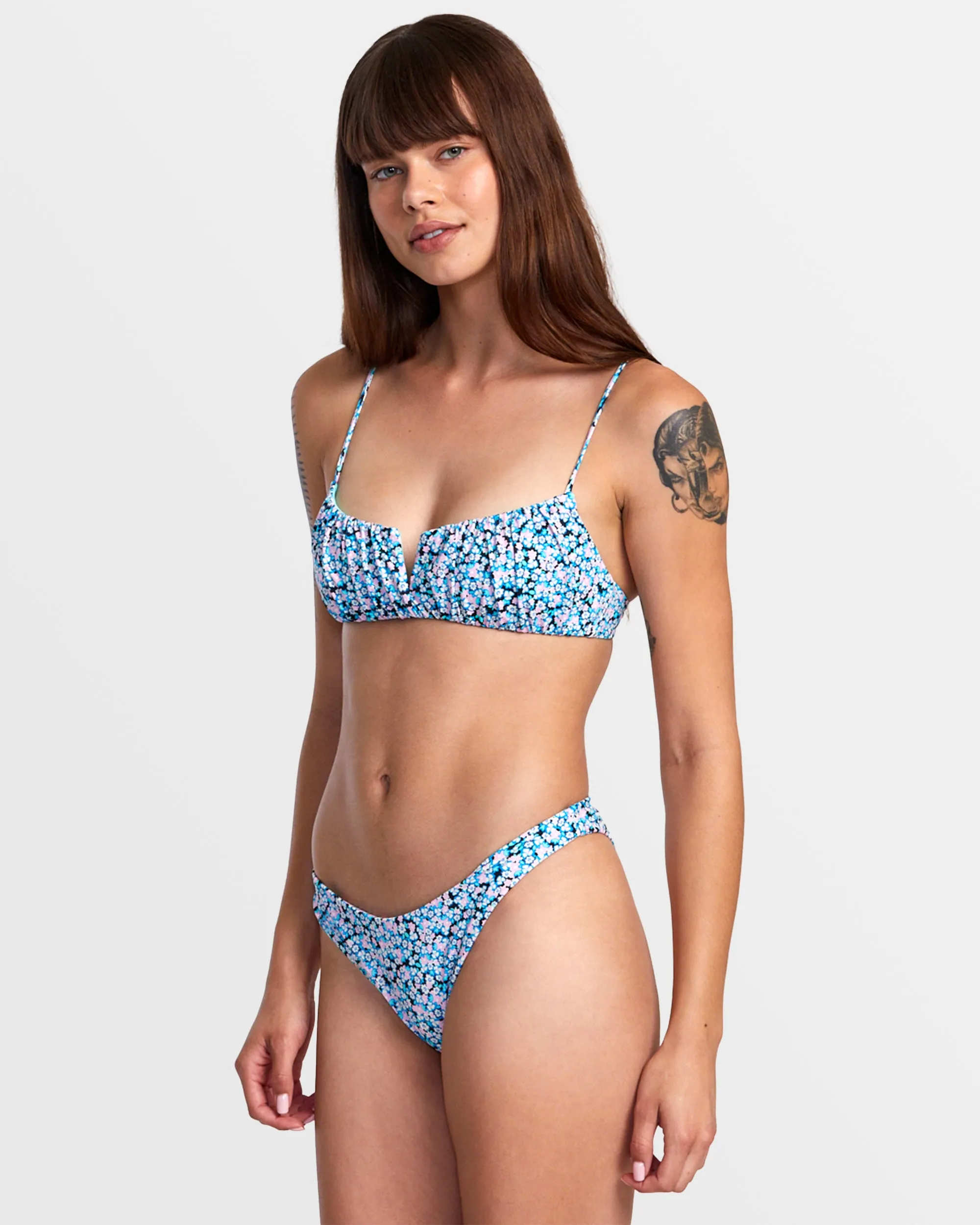 Sprinkles V-Wire Bralette Bikini Top - Black Floral