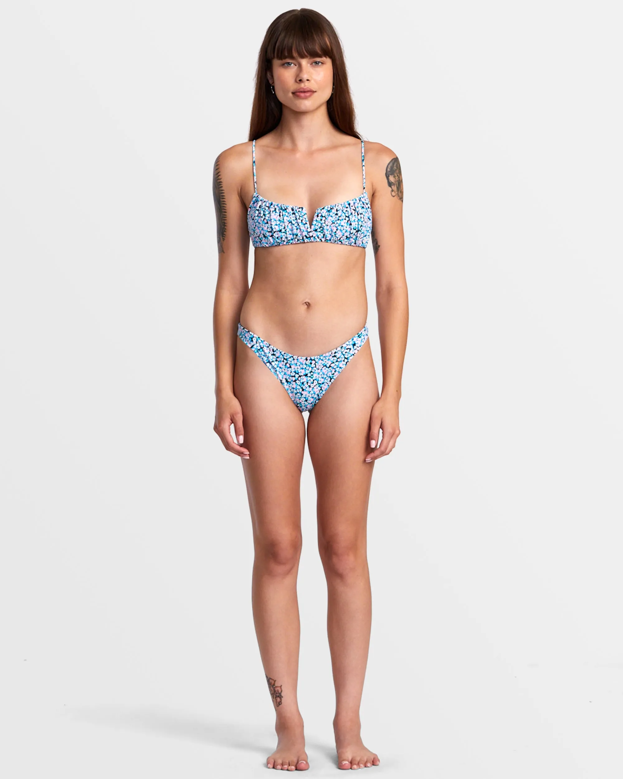 Sprinkles V-Wire Bralette Bikini Top - Black Floral