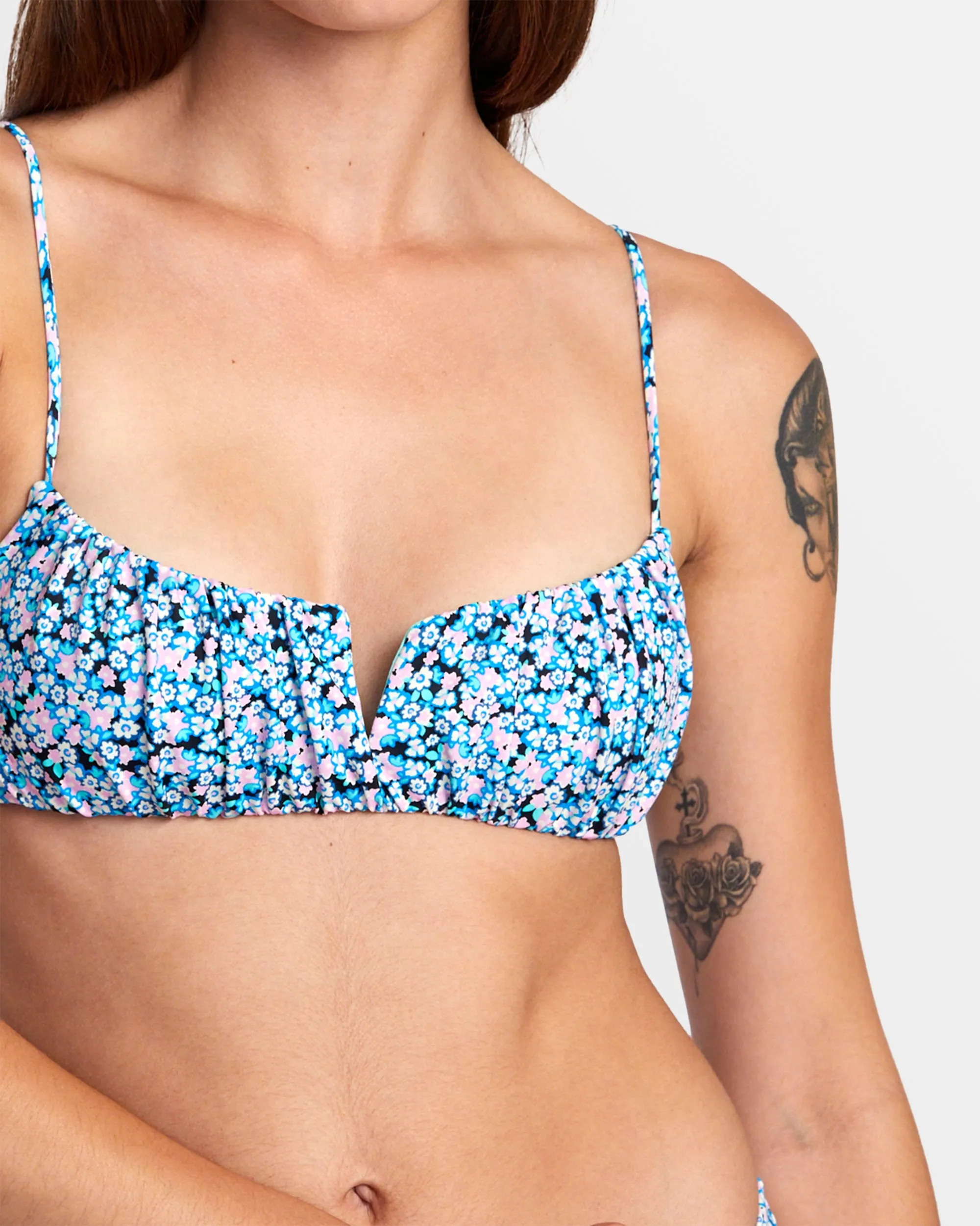 Sprinkles V-Wire Bralette Bikini Top - Black Floral