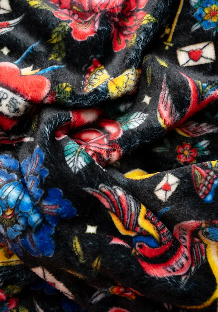 Tattoo Print Fleece Dressing Gown