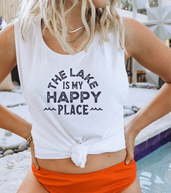 The Lake Is My Happy Place Bella Muscle Tank