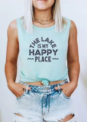 The Lake Is My Happy Place Bella Muscle Tank