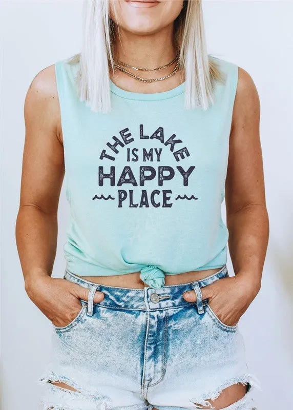 The Lake Is My Happy Place Bella Muscle Tank