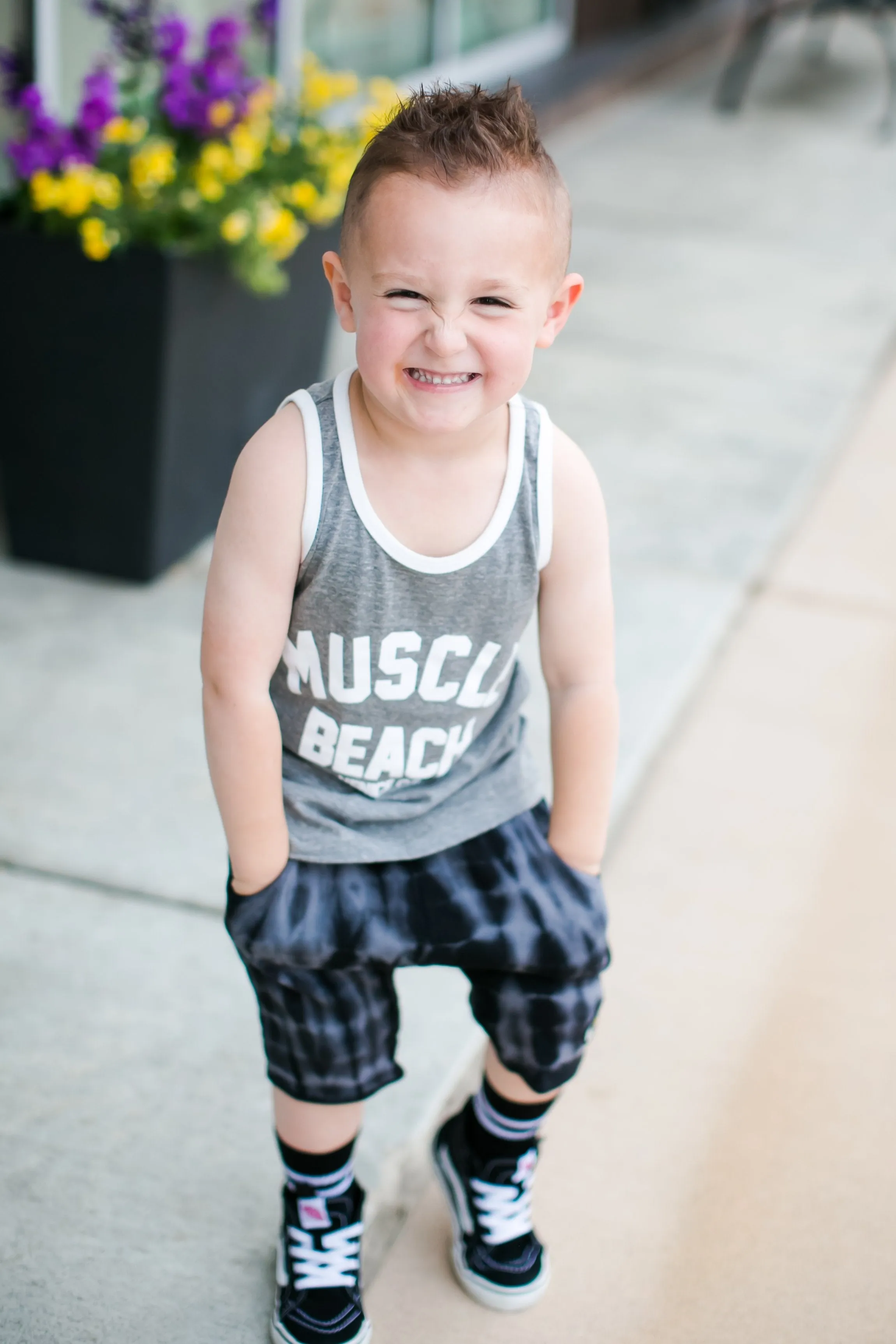 Tiny Whales - Muscle Beach Tank in Heather Grey (Size 4T)