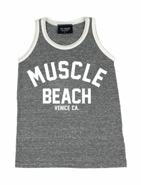 Tiny Whales - Muscle Beach Tank in Heather Grey (Size 4T)