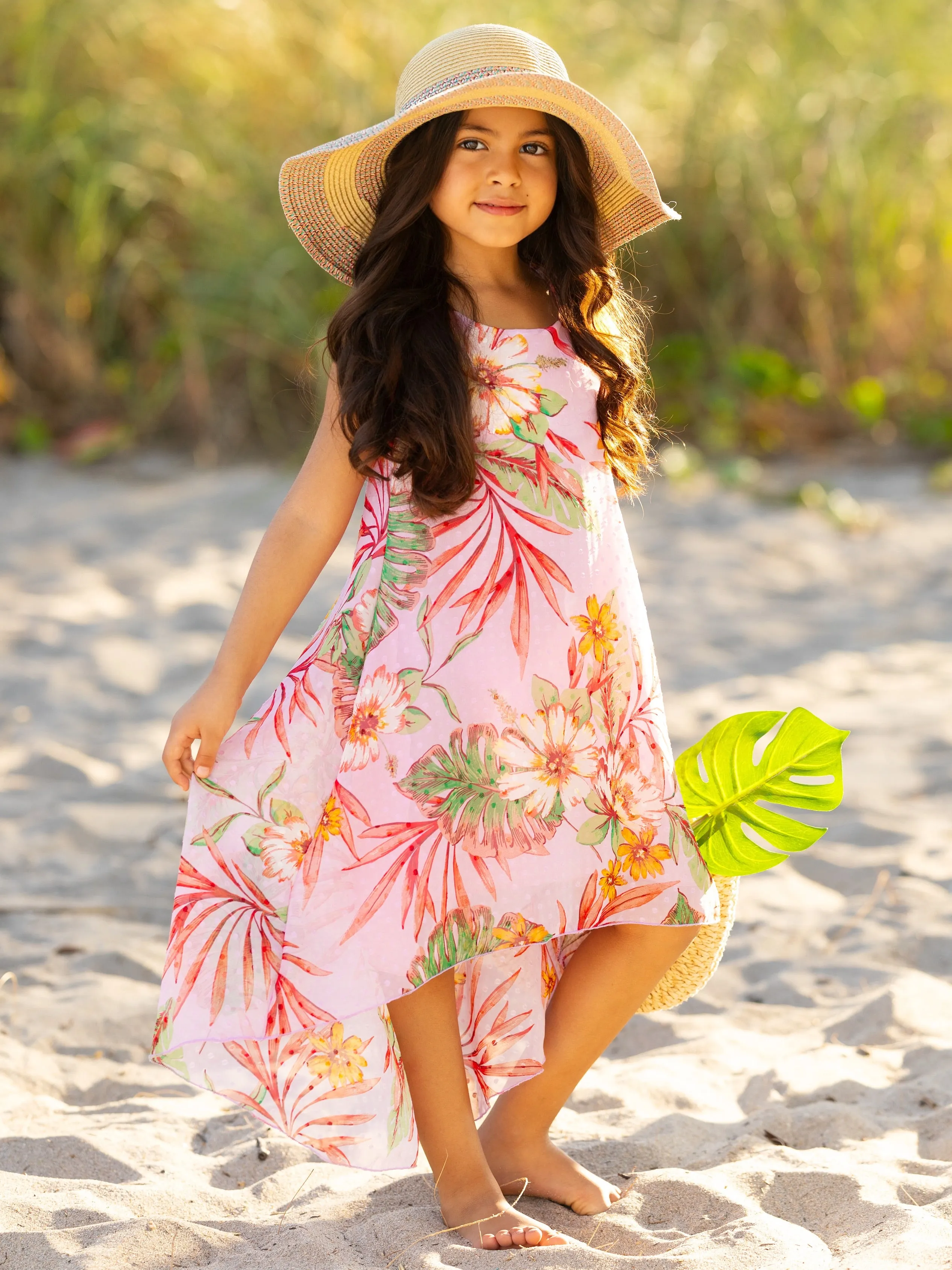 Tropical Botanicals Sleeveless Hi-Lo Dress