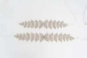 Ultimate beaded leaves vine wedding sash SB170692 FOLIAGE
