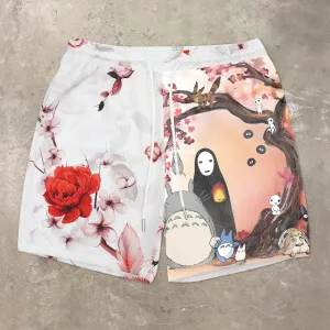 Vintage Fashion Art Print Mesh Shorts