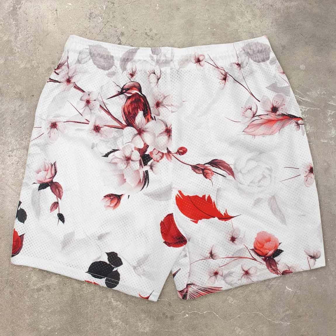 Vintage Fashion Art Print Mesh Shorts
