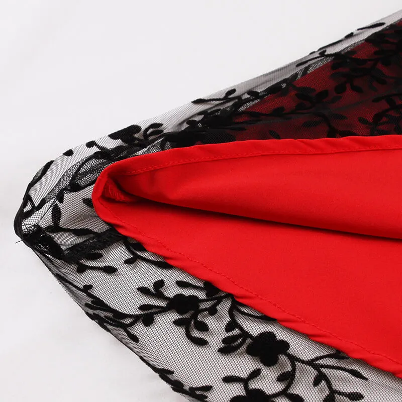 Vintage Mesh Embroidered Sleeveless Dress
