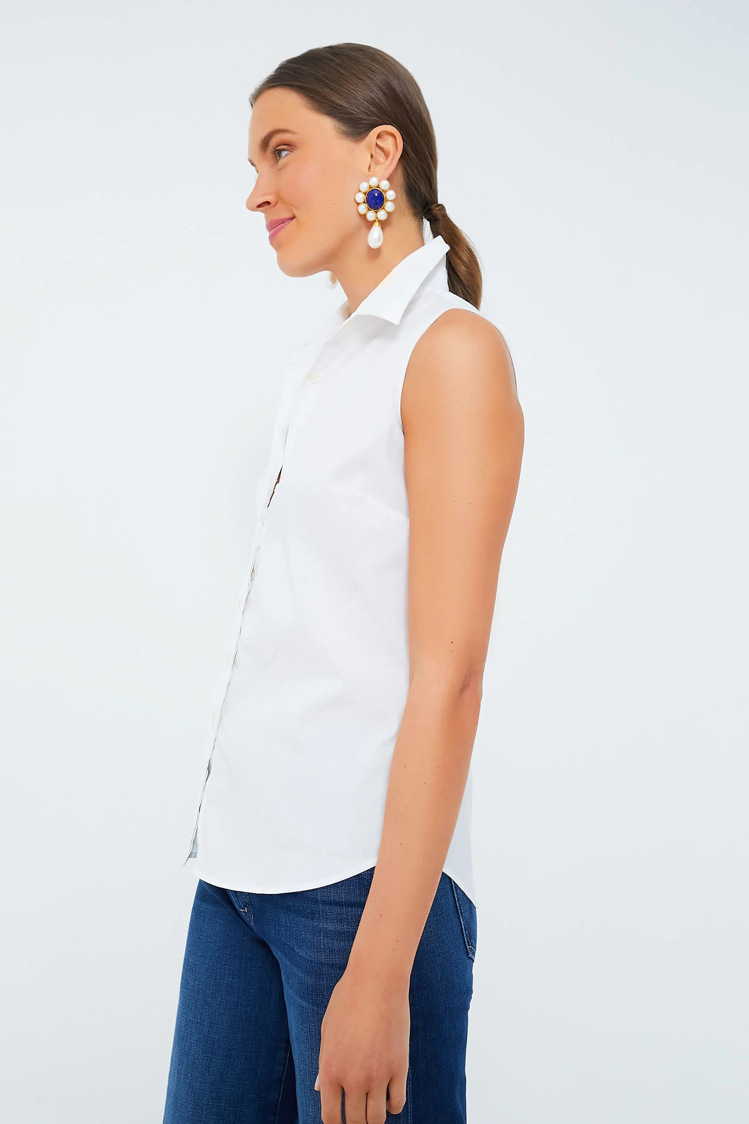 White Sleeveless Essentials Shirt