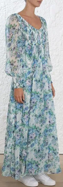 'Whitewave' Shirred Dress