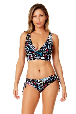 Women's Dance Floor Paisley Soft Band Shirred Bralette Bikini Top