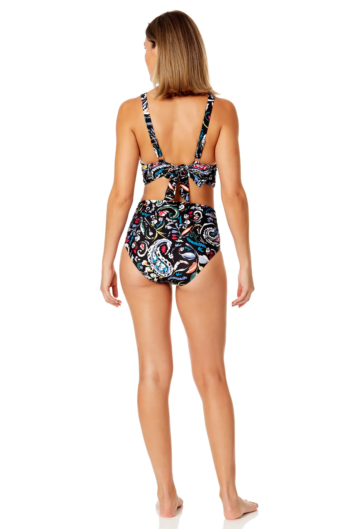 Women's Dance Floor Paisley Soft Band Shirred Bralette Bikini Top