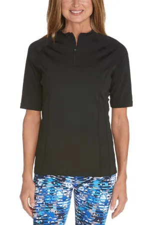 Women's Freestyle Short Sleeve Rash Guard  |  Black