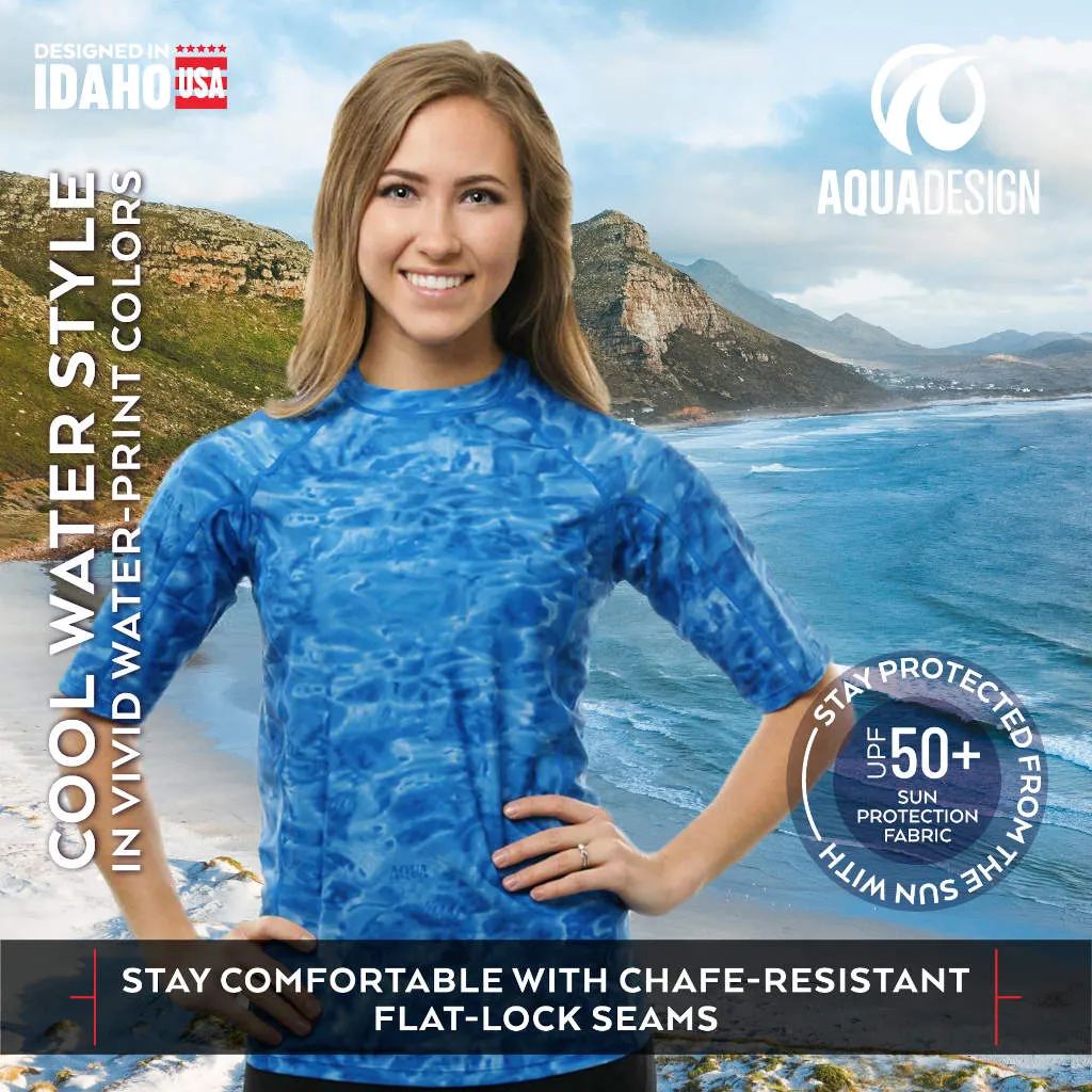 Womens Misses to Plus Rash Guard Swim Shirt | Aqua Design