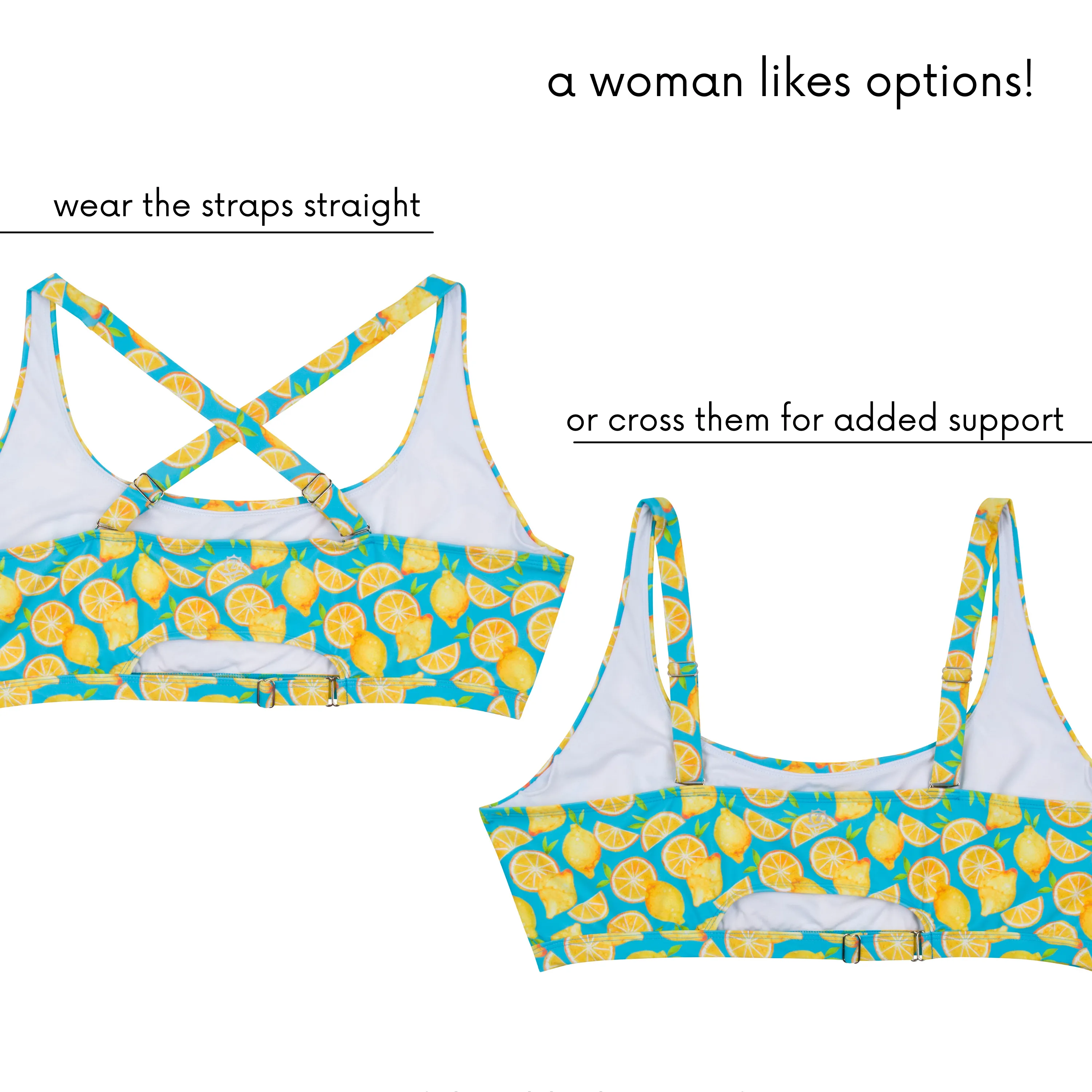 Women's Scoop Neck Bikini Top Plus Size | "Lemons"