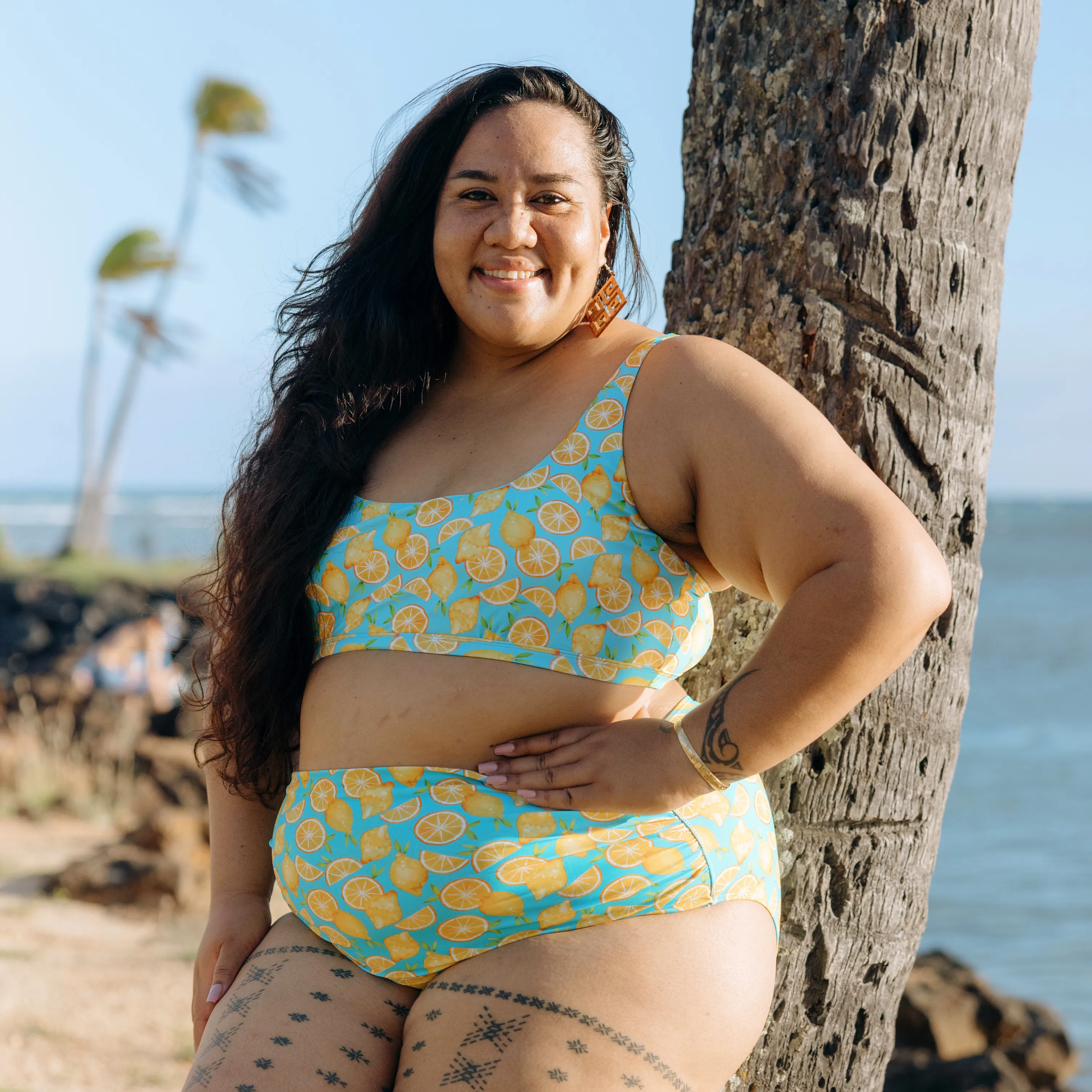 Women's Scoop Neck Bikini Top Plus Size | "Lemons"