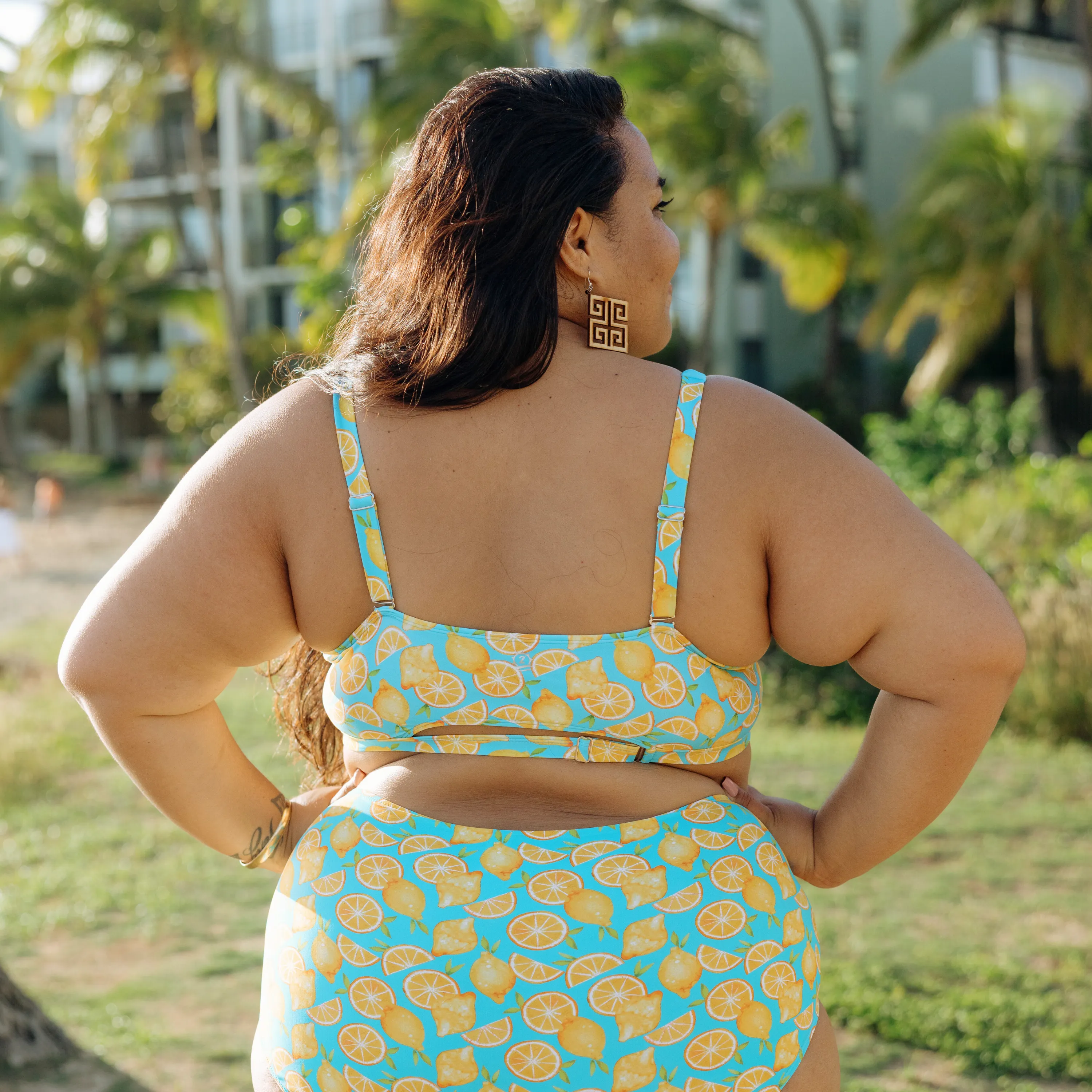 Women's Scoop Neck Bikini Top Plus Size | "Lemons"