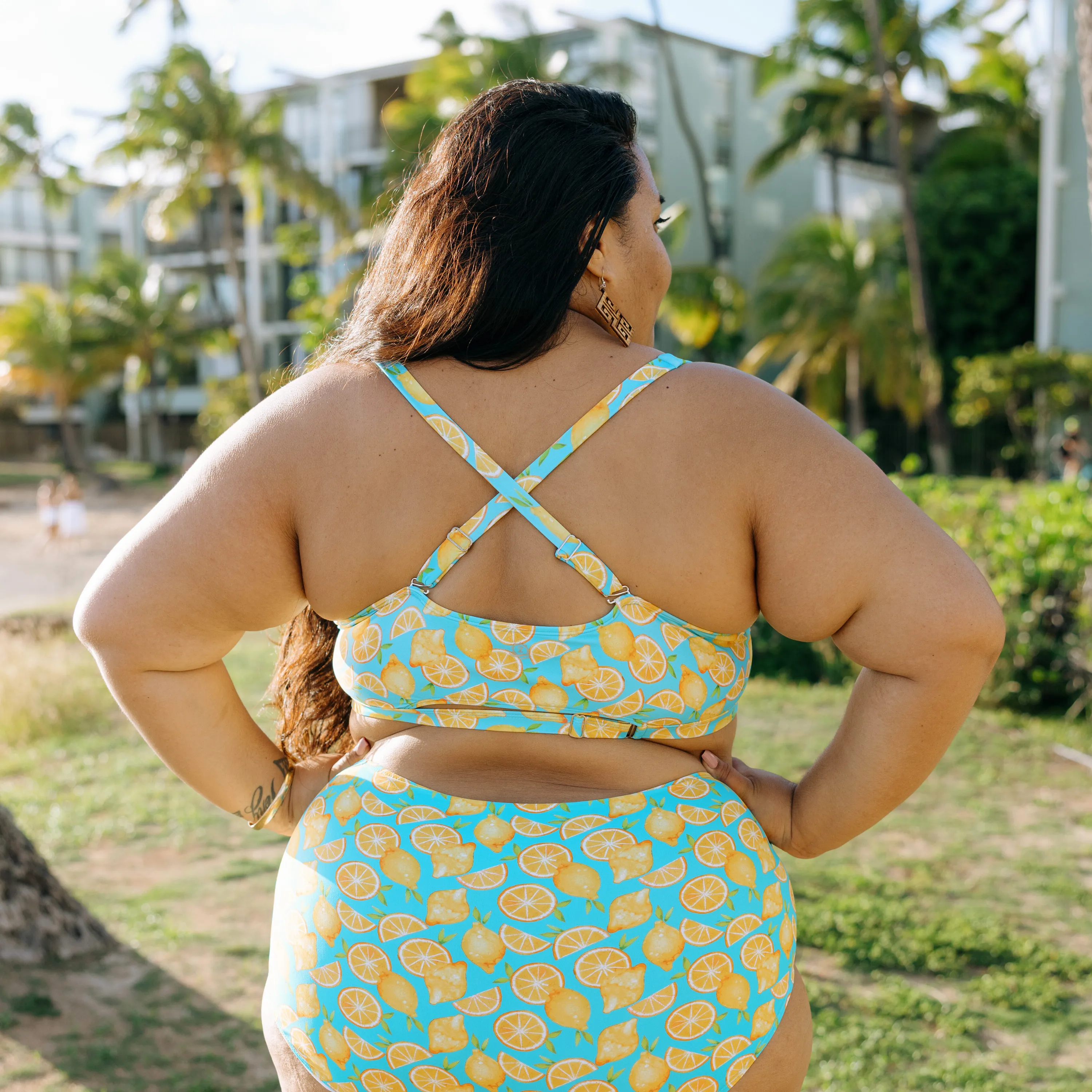 Women's Scoop Neck Bikini Top Plus Size | "Lemons"