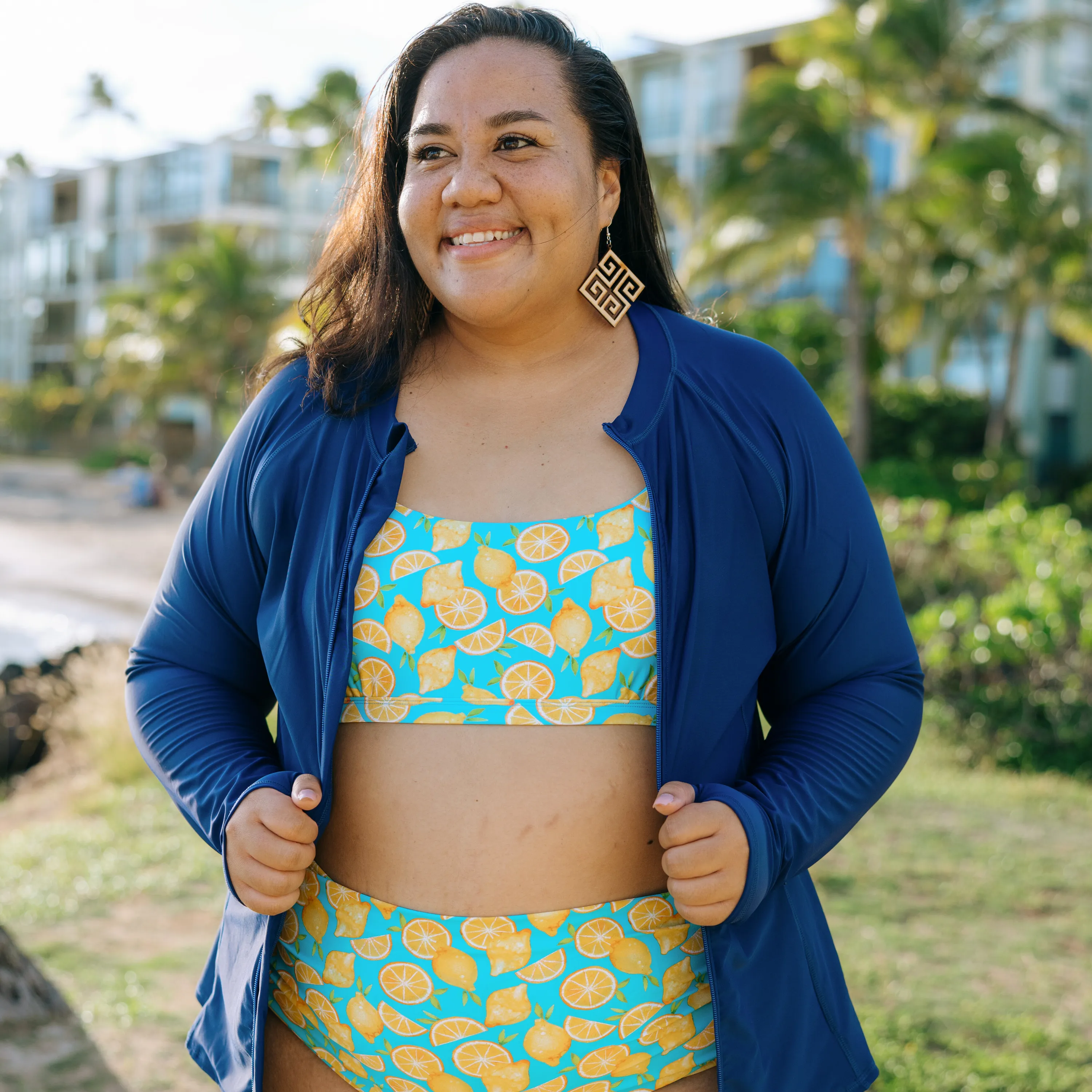 Women's Scoop Neck Bikini Top Plus Size | "Lemons"